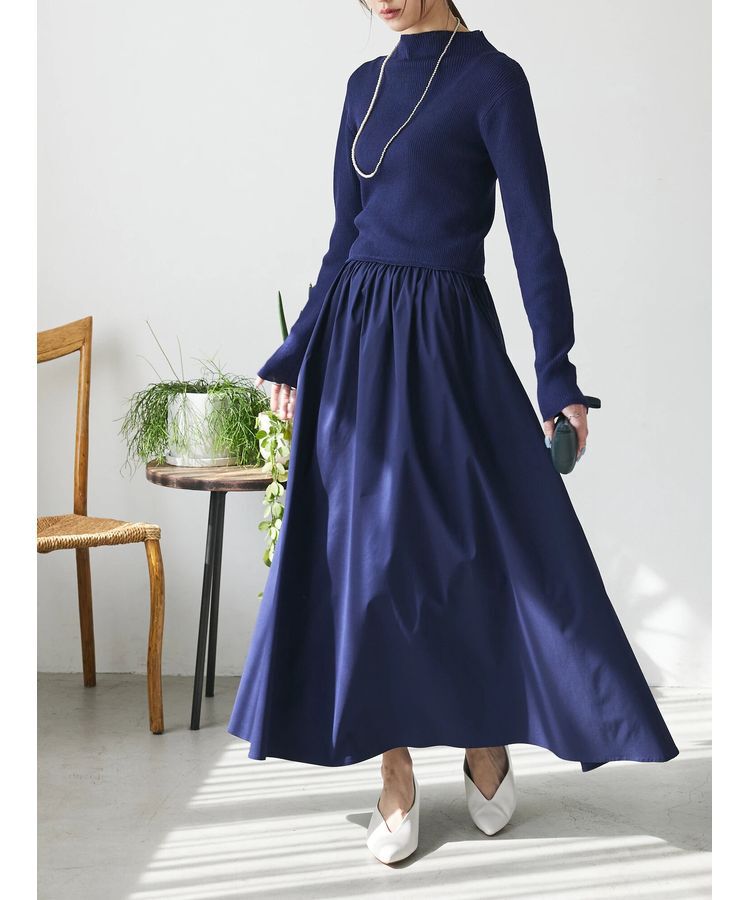 AnriettMusee「リブニットドッキングワンピース」|ワンピース|