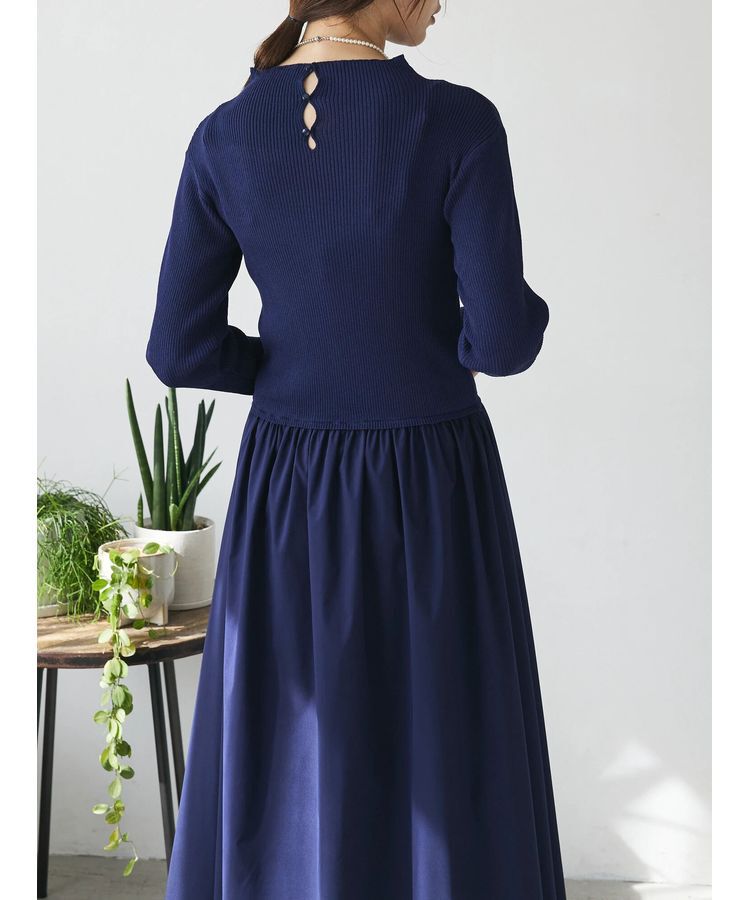 AnriettMusee「リブニットドッキングワンピース」|ワンピース|