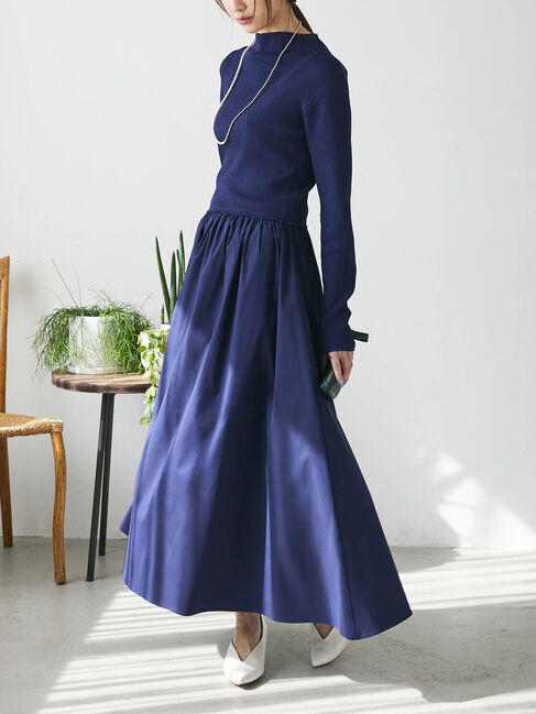 AnriettMusee「リブニットドッキングワンピース」|ワンピース|