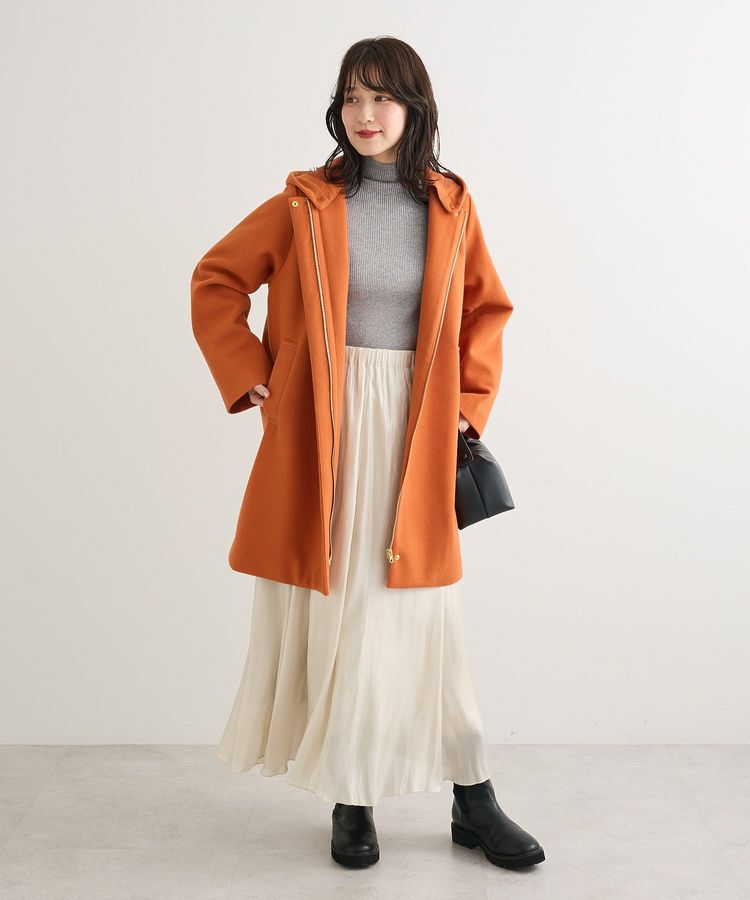 Green Parks「2wayフード取り外しAラインコート」|ノーカラーコート|