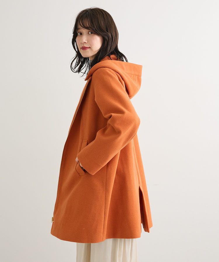 Green Parks「2wayフード取り外しAラインコート」|ノーカラーコート|