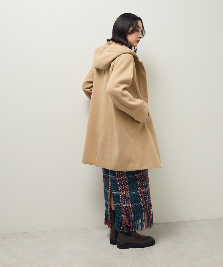 Green Parks「2wayフード取り外しAラインコート」|ノーカラーコート|