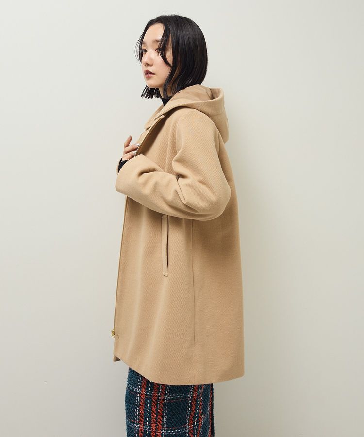 Green Parks「2wayフード取り外しAラインコート」|ノーカラーコート|