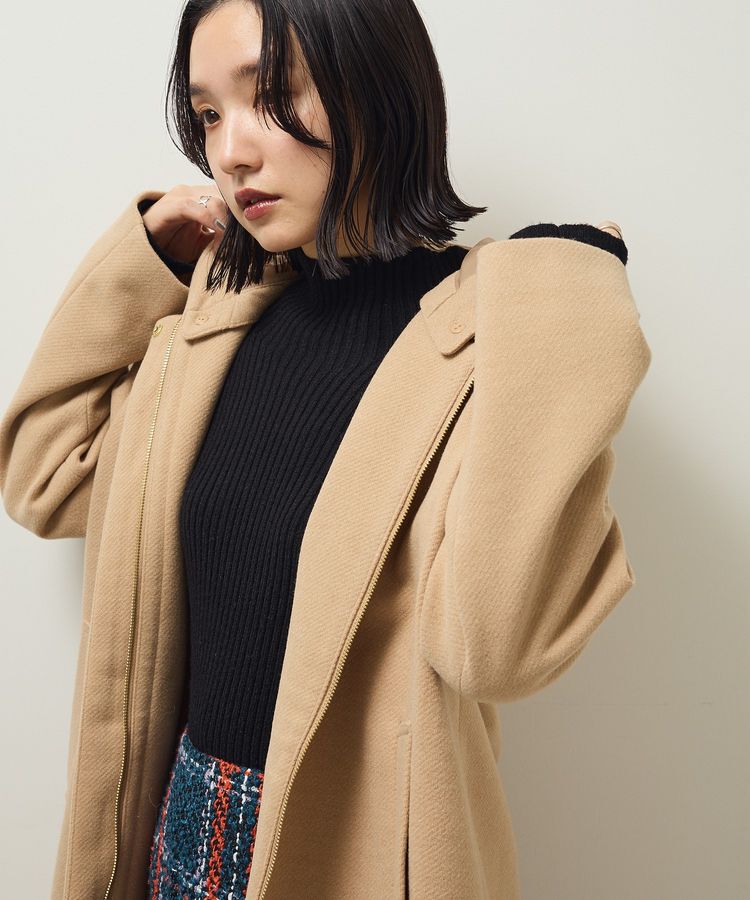 Green Parks「2wayフード取り外しAラインコート」|ノーカラーコート|