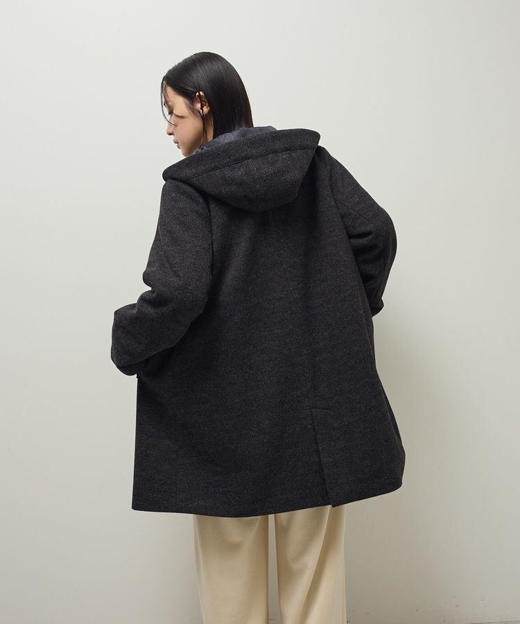 Green Parks「2wayフード取り外しAラインコート」|ノーカラーコート|
