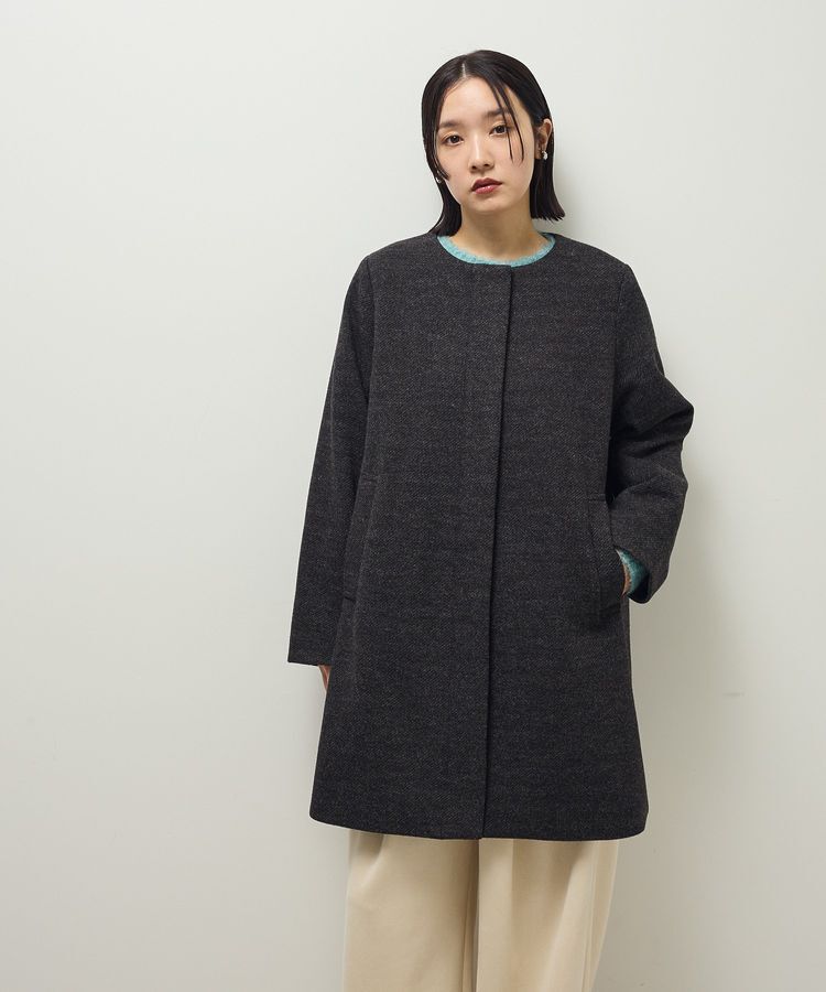 Green Parks「2wayフード取り外しAラインコート」|ノーカラーコート|