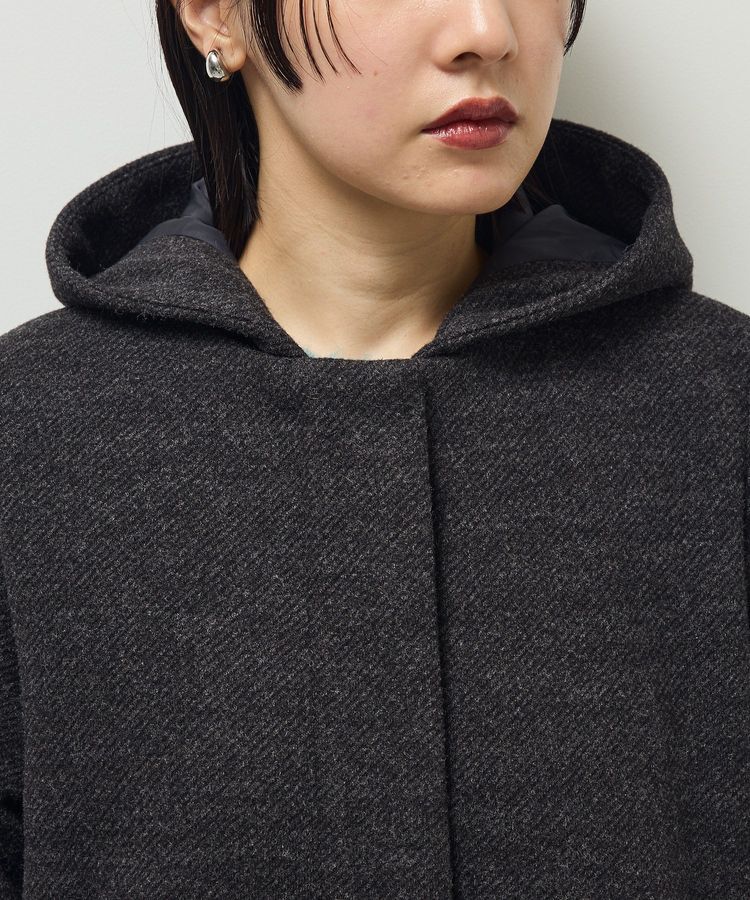 Green Parks「2wayフード取り外しAラインコート」|ノーカラーコート|