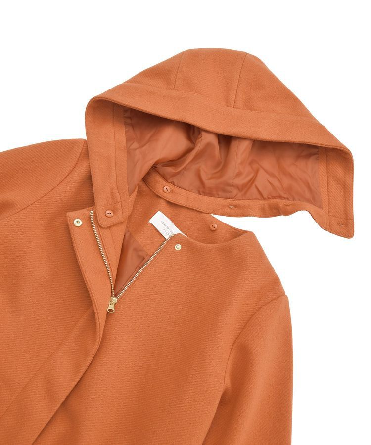 Green Parks「2wayフード取り外しAラインコート」|ノーカラーコート|