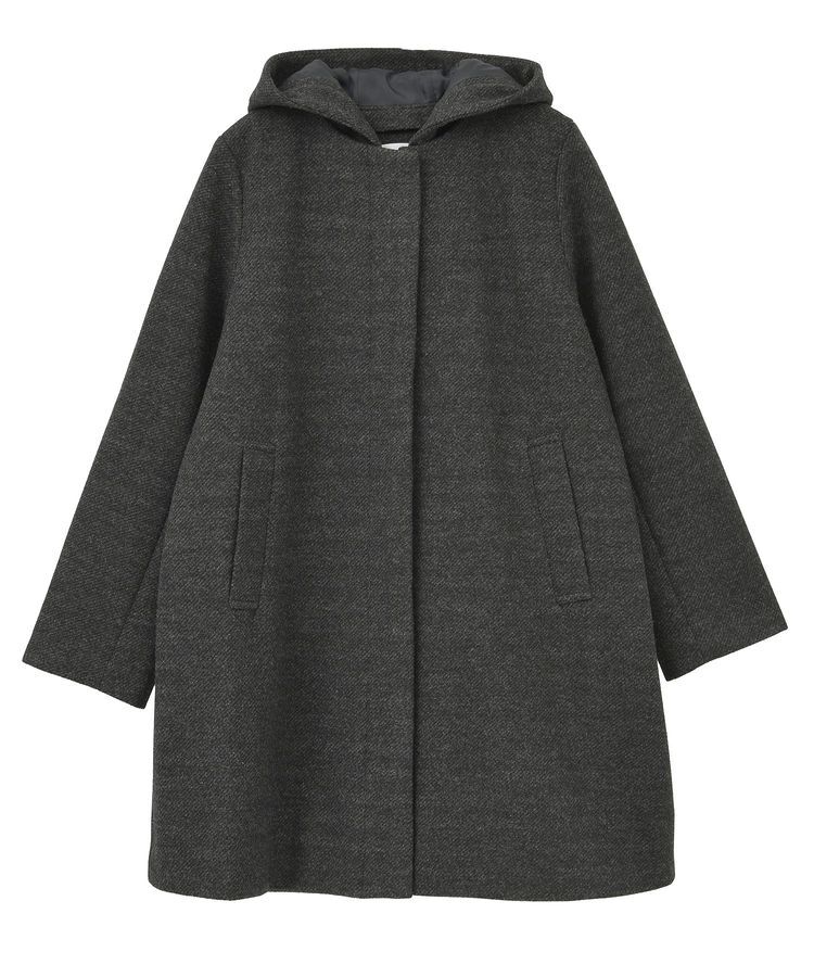 Green Parks「2wayフード取り外しAラインコート」|ノーカラーコート|