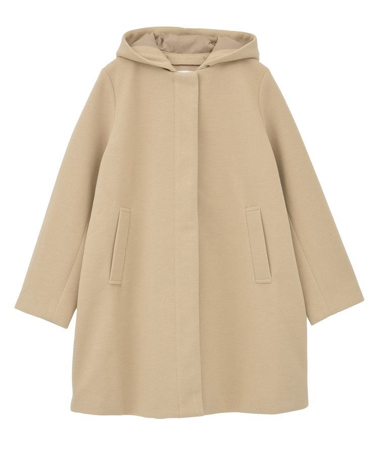 Green Parks「2wayフード取り外しAラインコート」|ノーカラーコート|