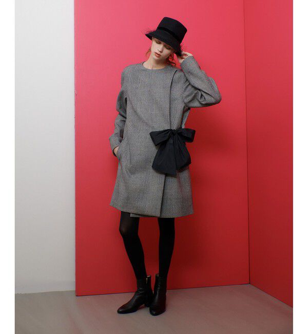 LOULOU WILLOUGHBY「【LOULOU WILLOUGHBY】リバーチェックコートワンピース」|ノーカラーコート|