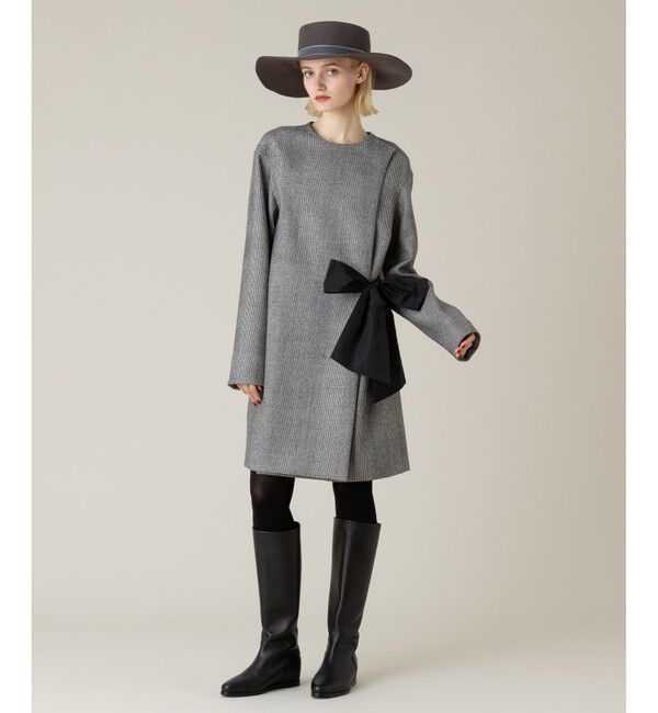 LOULOU WILLOUGHBY「【LOULOU WILLOUGHBY】リバーチェックコートワンピース」|ノーカラーコート|