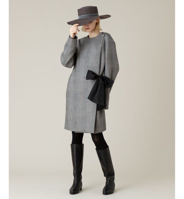 LOULOU WILLOUGHBY「【LOULOU WILLOUGHBY】リバーチェックコートワンピース」|ノーカラーコート|