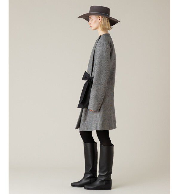 LOULOU WILLOUGHBY「【LOULOU WILLOUGHBY】リバーチェックコートワンピース」|ノーカラーコート|