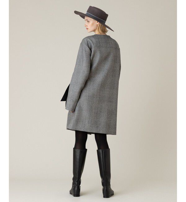LOULOU WILLOUGHBY「【LOULOU WILLOUGHBY】リバーチェックコートワンピース」|ノーカラーコート|