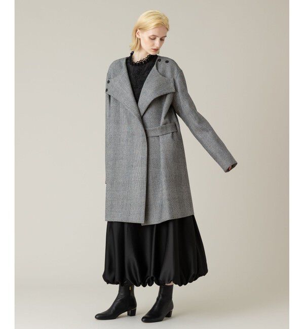 LOULOU WILLOUGHBY「【LOULOU WILLOUGHBY】リバーチェックコートワンピース」|ノーカラーコート|