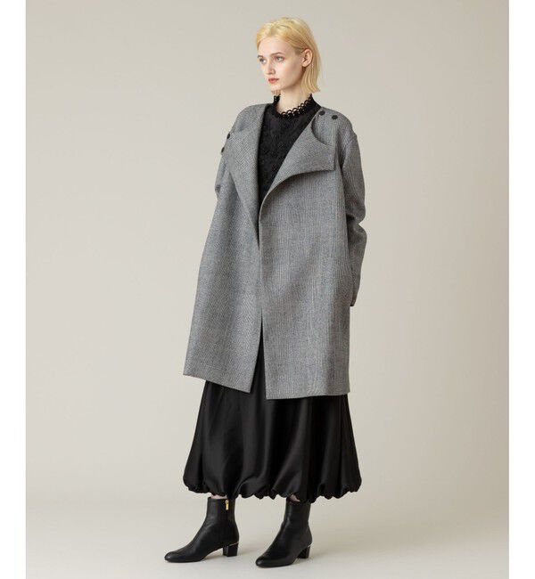 LOULOU WILLOUGHBY「【LOULOU WILLOUGHBY】リバーチェックコートワンピース」|ノーカラーコート|