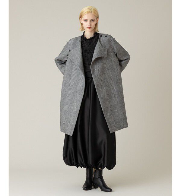 LOULOU WILLOUGHBY「【LOULOU WILLOUGHBY】リバーチェックコートワンピース」|ノーカラーコート|