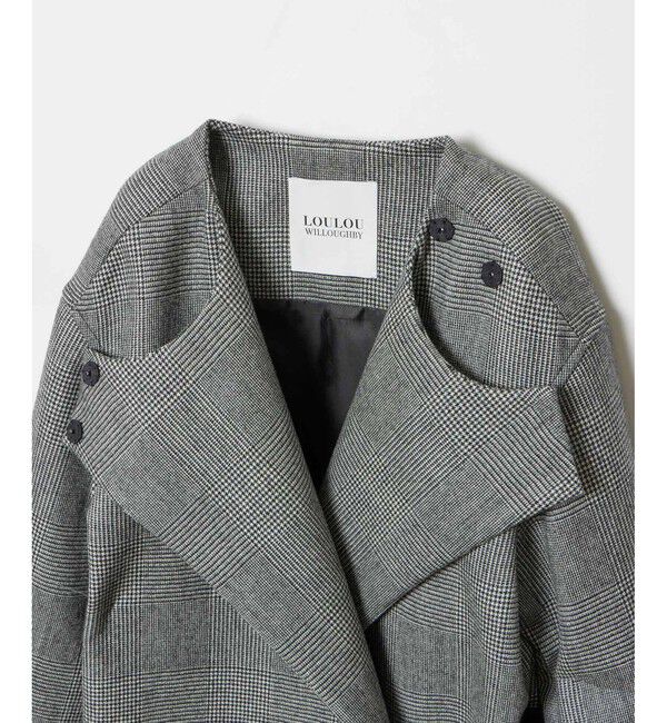 LOULOU WILLOUGHBY「【LOULOU WILLOUGHBY】リバーチェックコートワンピース」|ノーカラーコート|