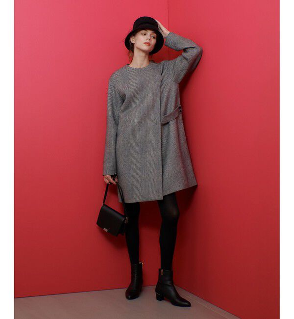 LOULOU WILLOUGHBY「【LOULOU WILLOUGHBY】リバーチェックコートワンピース」|ノーカラーコート|