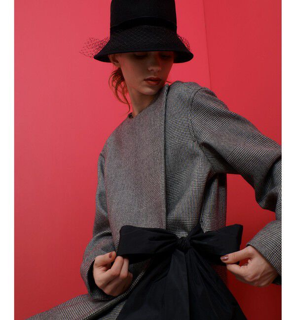 LOULOU WILLOUGHBY「【LOULOU WILLOUGHBY】リバーチェックコートワンピース」|ノーカラーコート|