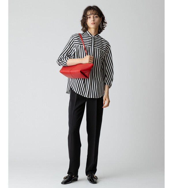 allureville「ダブルクロスタックテーパードパンツ」|チノ|