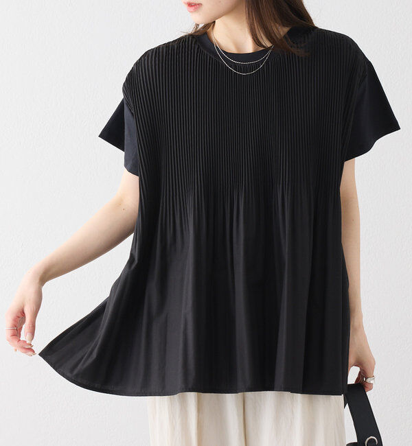  「《リバイバル》【WEB限定/Du noir】フロントプリーツTシャツ」|Tシャツ・カットソー|ブラック