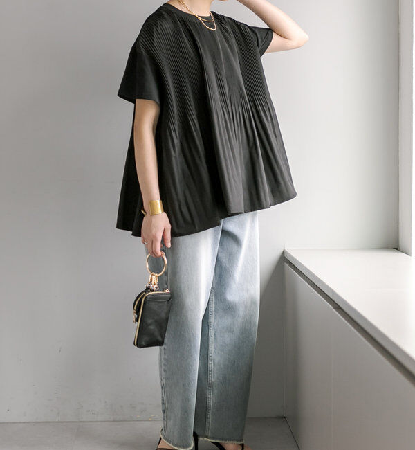  「《リバイバル》【WEB限定/Du noir】フロントプリーツTシャツ」|Tシャツ・カットソー|