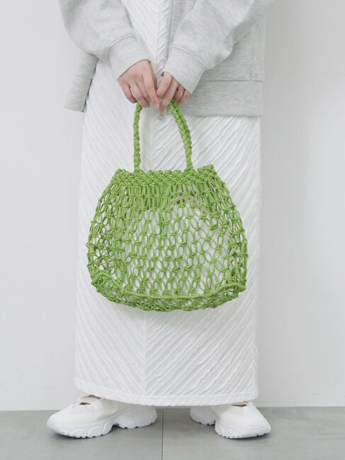 Samansa Mos2 blue「合皮マクラメバッグ」|その他|