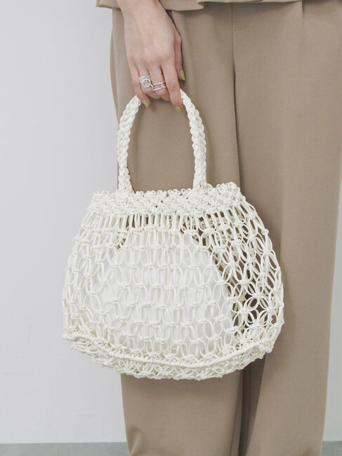 Samansa Mos2 blue「合皮マクラメバッグ」|その他|