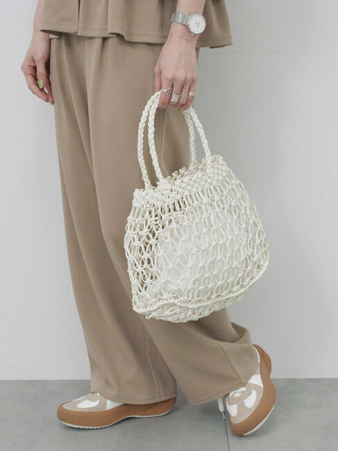 Samansa Mos2 blue「合皮マクラメバッグ」|その他|