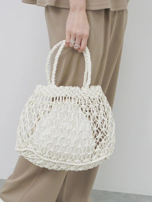 Samansa Mos2 blue「合皮マクラメバッグ」|その他|