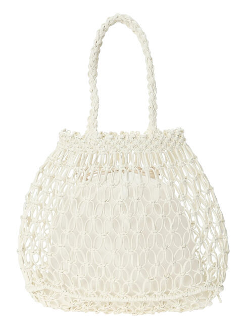 Samansa Mos2 blue「合皮マクラメバッグ」|その他|