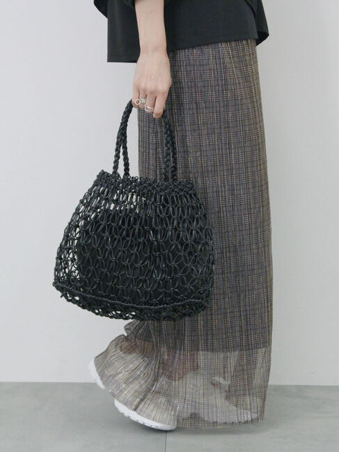 Samansa Mos2 blue「合皮マクラメバッグ」|その他|