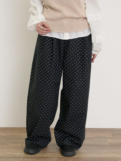 Samansa Mos2「【M/Lサイズ】ドット柄ストレートパンツ」|その他|