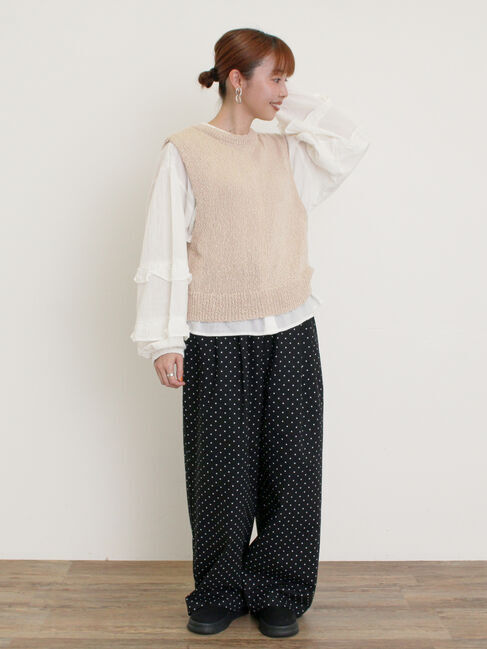 Samansa Mos2「【M/Lサイズ】ドット柄ストレートパンツ」|その他|