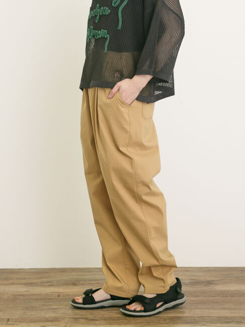 Samansa Mos2「【M/Lサイズ】麻混ストレッチテーパードパンツ」|その他|ベージュ