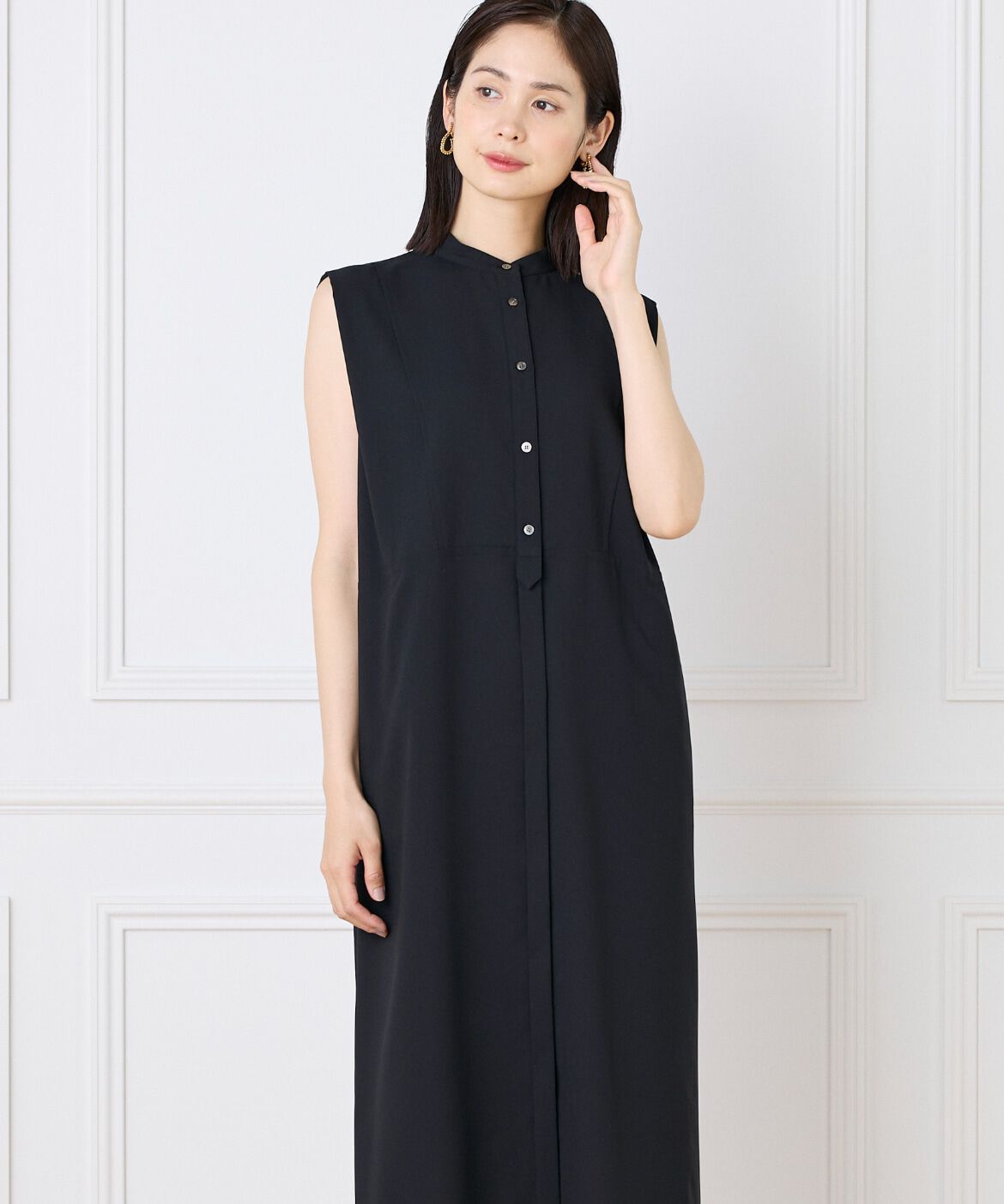 INED「《WEB限定》ノースリーブシャツワンピース」|ワンピース|ブラック