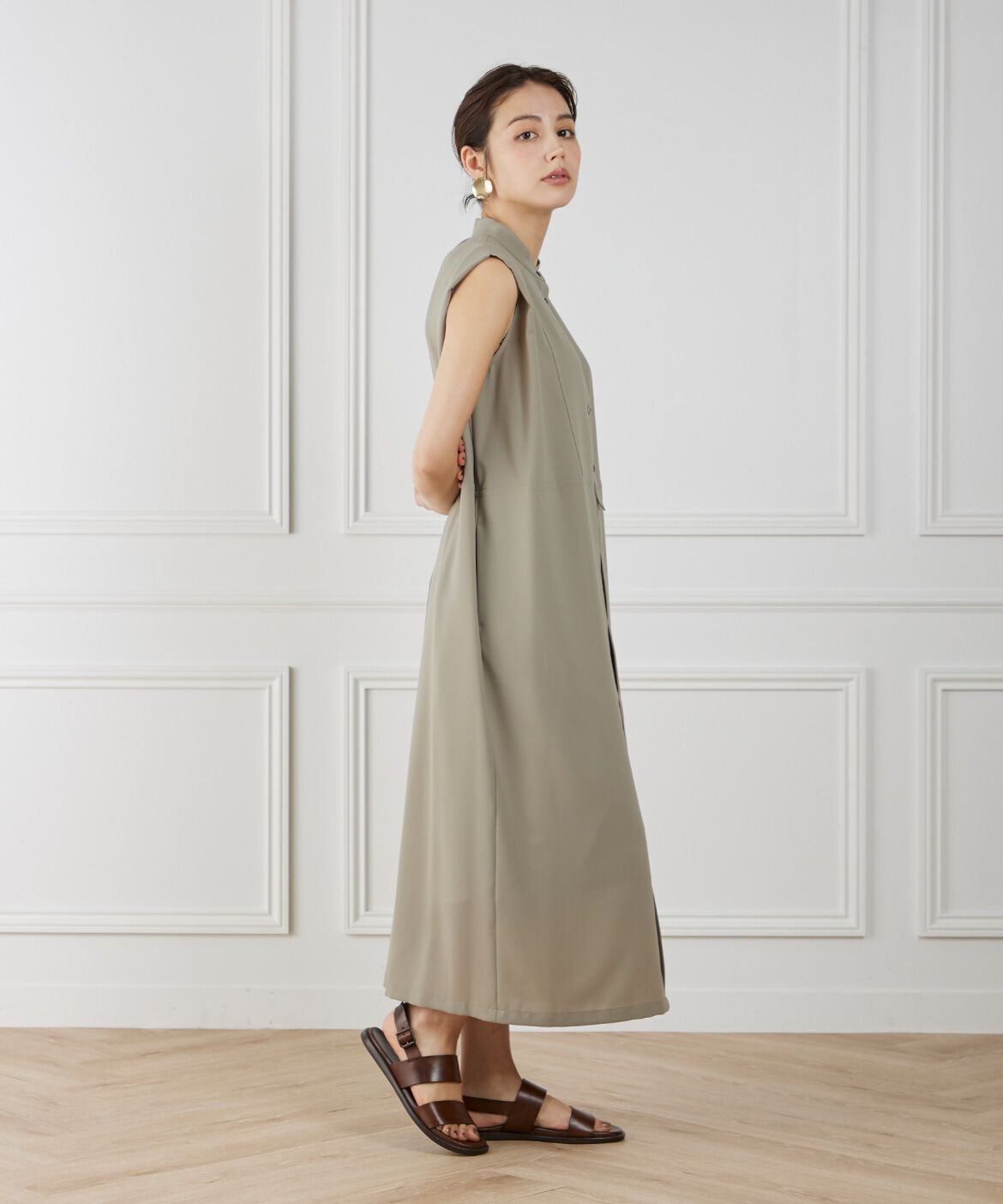 INED「《WEB限定》ノースリーブシャツワンピース」|ワンピース|