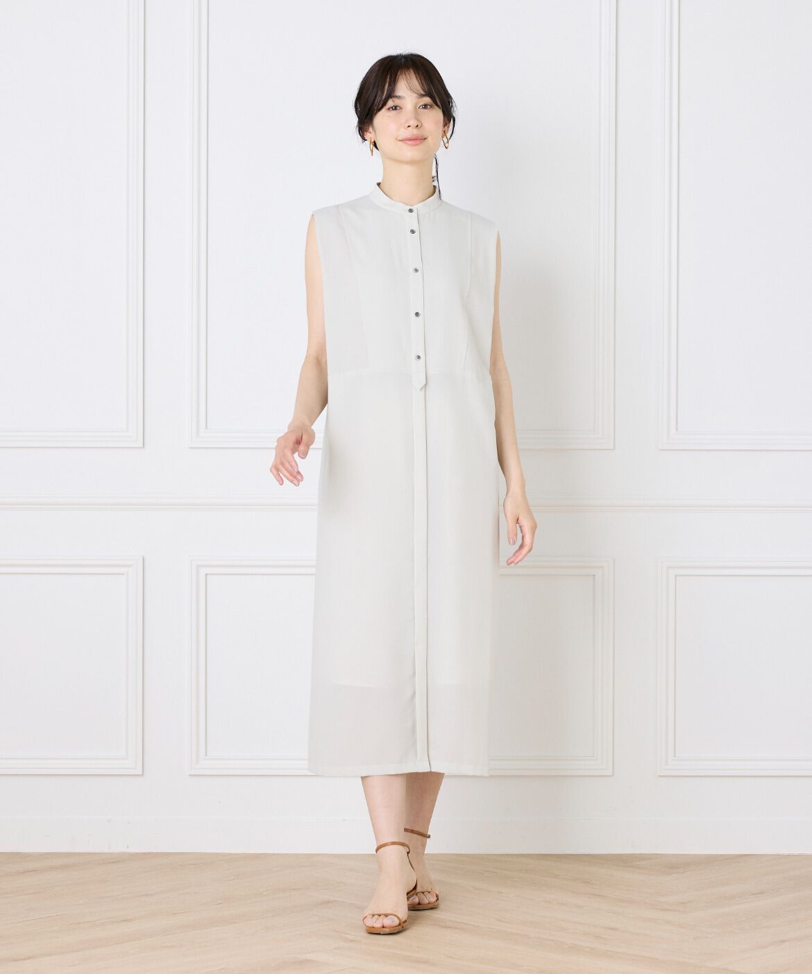 INED「《WEB限定》ノースリーブシャツワンピース」|ワンピース|