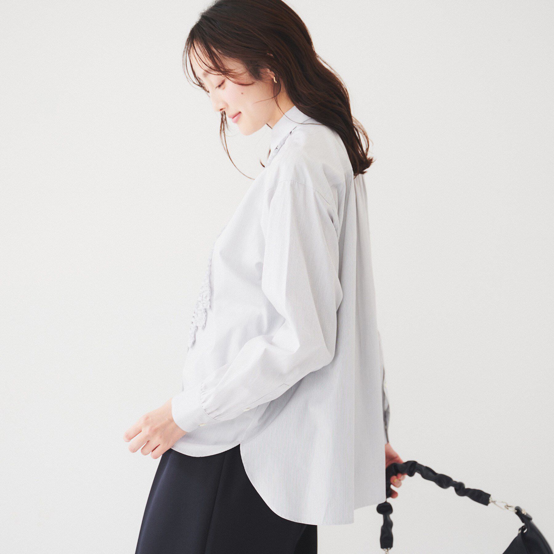 UNTITLED「【コットン100/前開きボタン】フロントフリルシャツ」|シャツ・ブラウス|