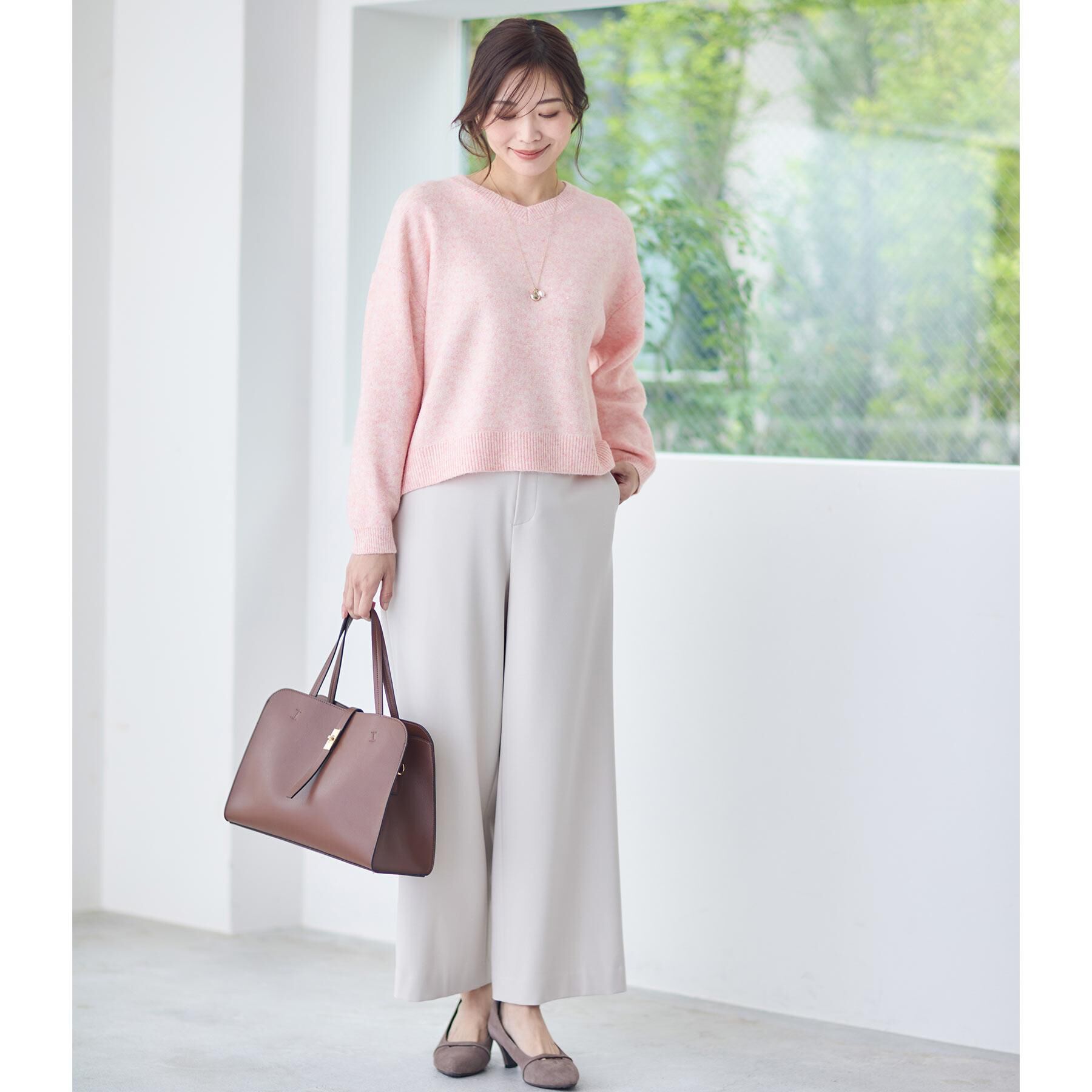 Reflect「【選べる5色／ゆったりシルエット】Vネックスパンコールニット」|ニット・セーター|