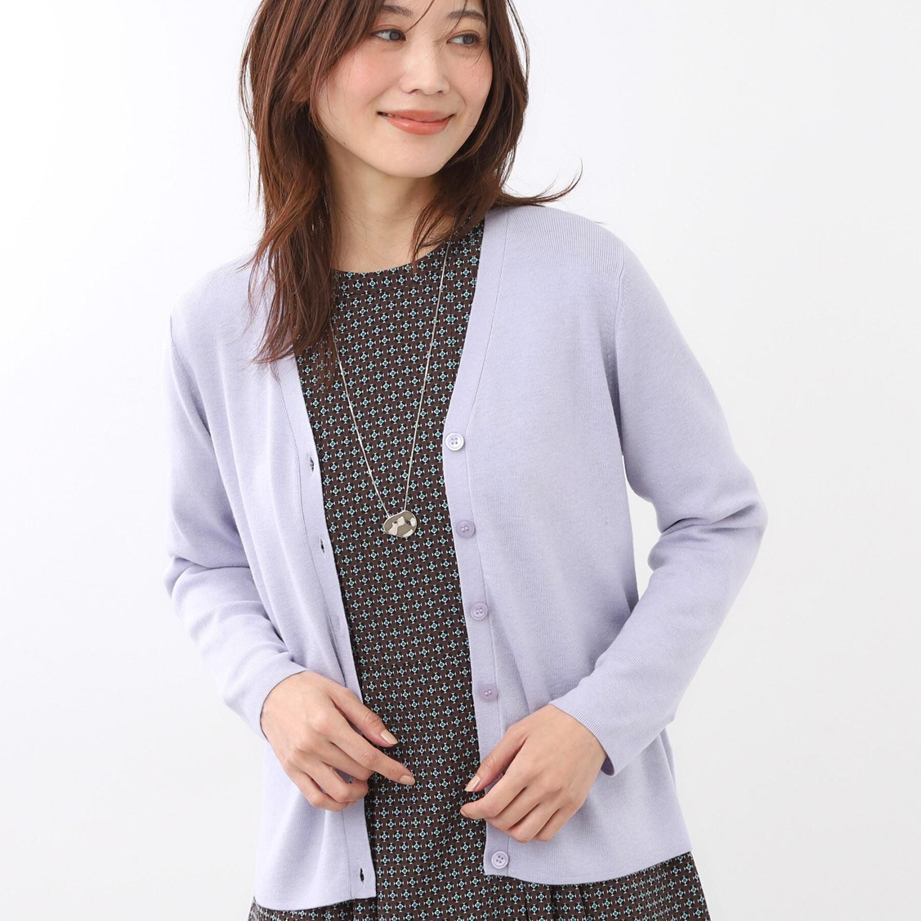 Reflect「【選べる5色／アンサンブル可】Vネックカーディガン」|カーディガン|ラベンダー(080)