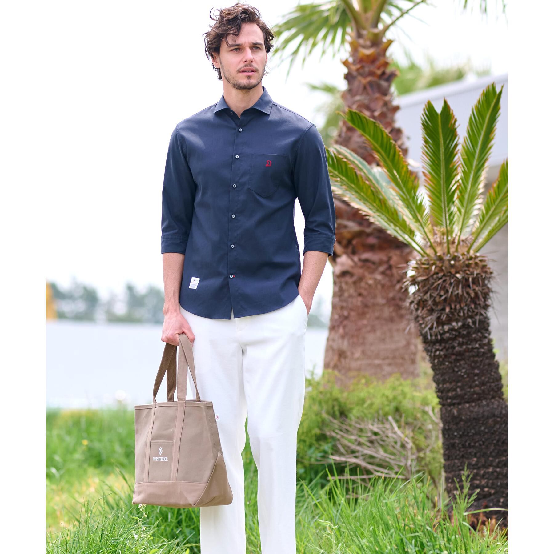 DRESSTERIOR「リネン混スリークオーターシャツ」|シャツ・ブラウス|