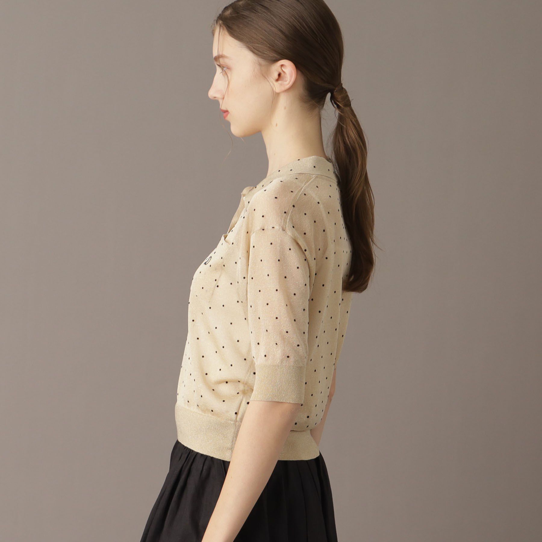 DRESSTERIOR「【大人百花春号掲載 モデル美香さん着用】ドットシアーポロニット」|ポロシャツ|