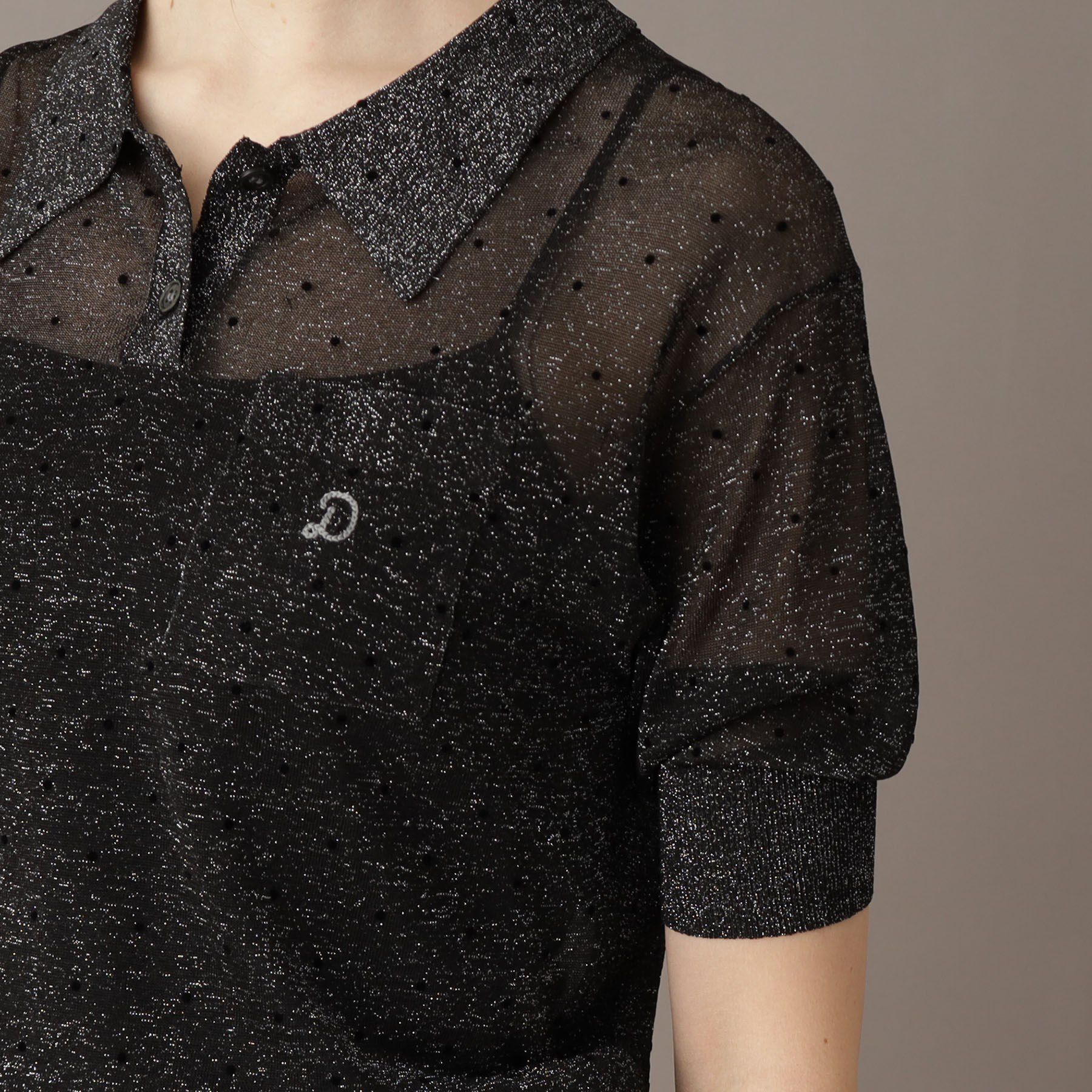 DRESSTERIOR「【大人百花春号掲載 モデル美香さん着用】ドットシアーポロニット」|ポロシャツ|