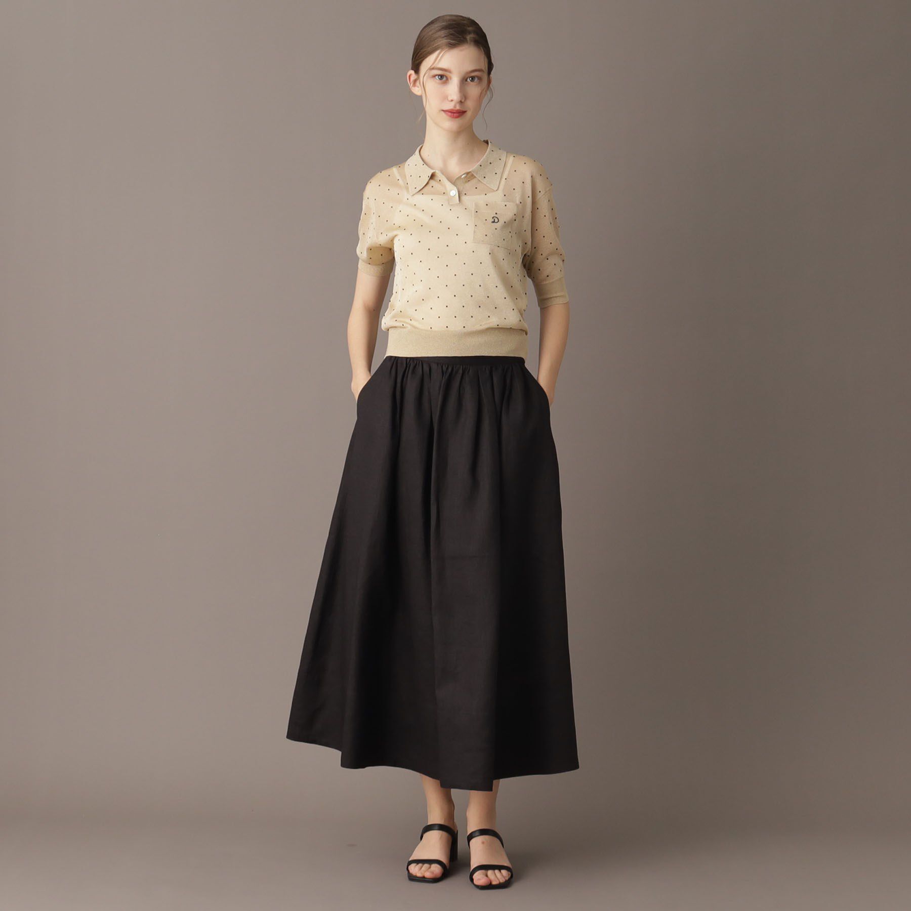 DRESSTERIOR「【大人百花春号掲載 モデル美香さん着用】ドットシアーポロニット」|ポロシャツ|