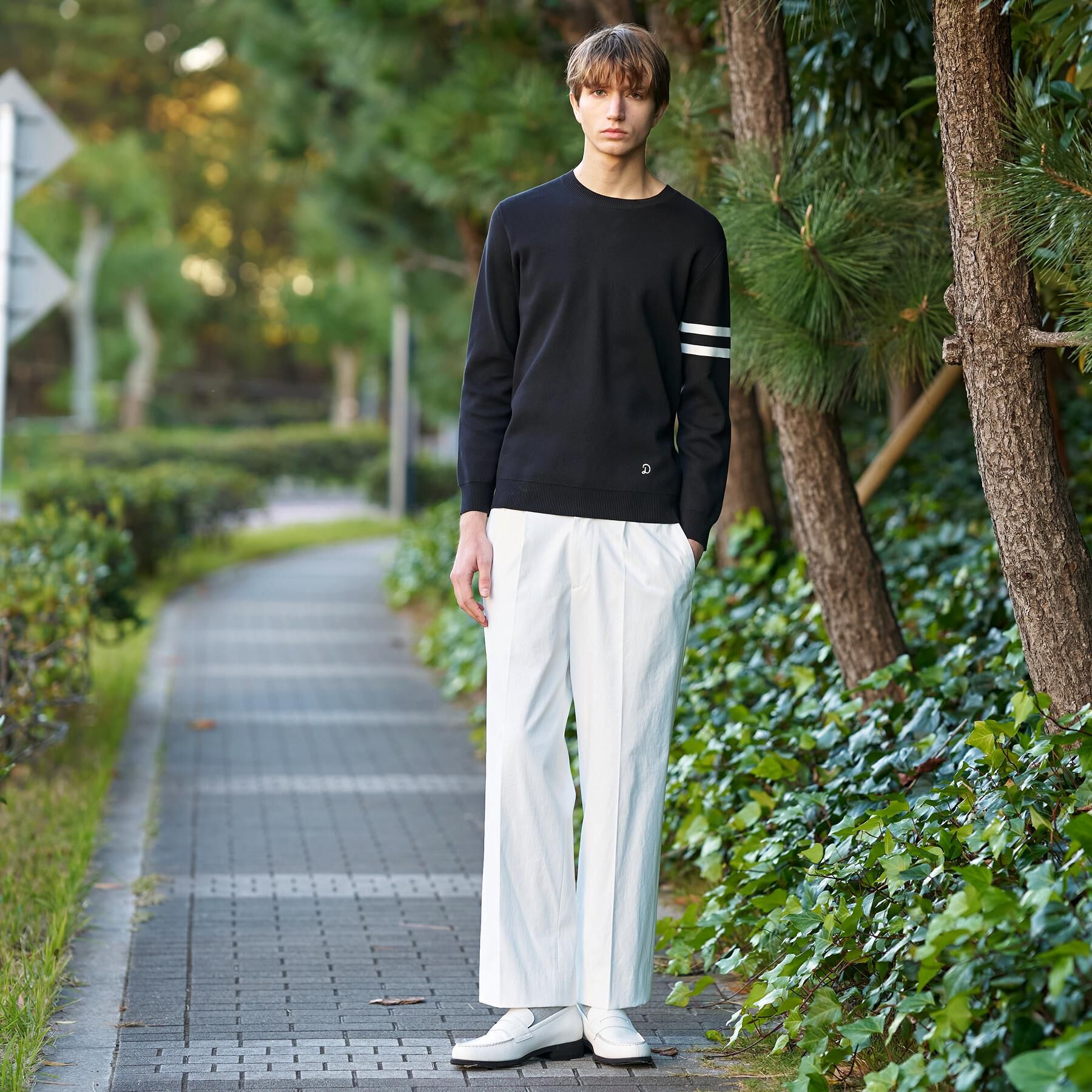 DRESSTERIOR「コットンスムース アームラインクルーネック」|ニット・セーター|