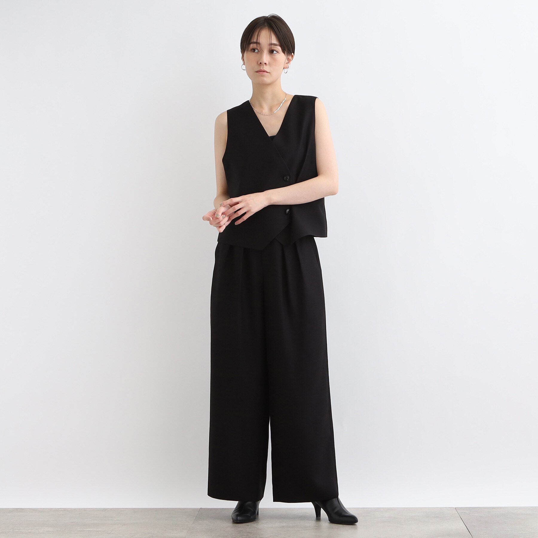 INDIVI「【トリアセテート混/SETUP可能】シンプルベスト」|ベスト・ジレ|