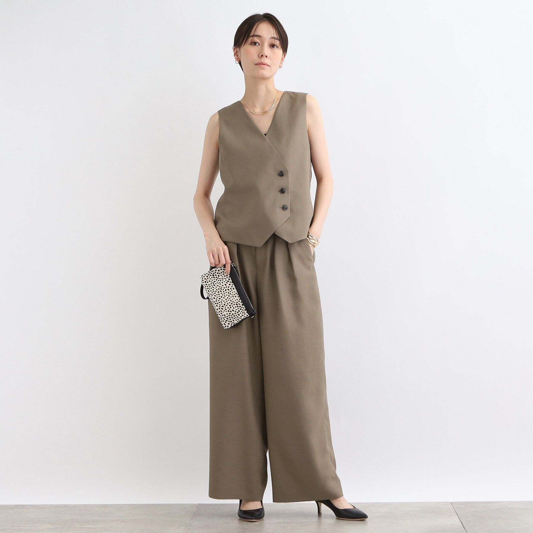 INDIVI「【トリアセテート混/SETUP可能】シンプルベスト」|ベスト・ジレ|